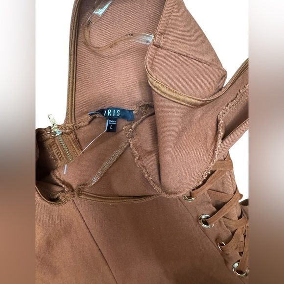 IRIS.   Brown and Black Jumpsuit with High Waist Design - Picture 5 of 8